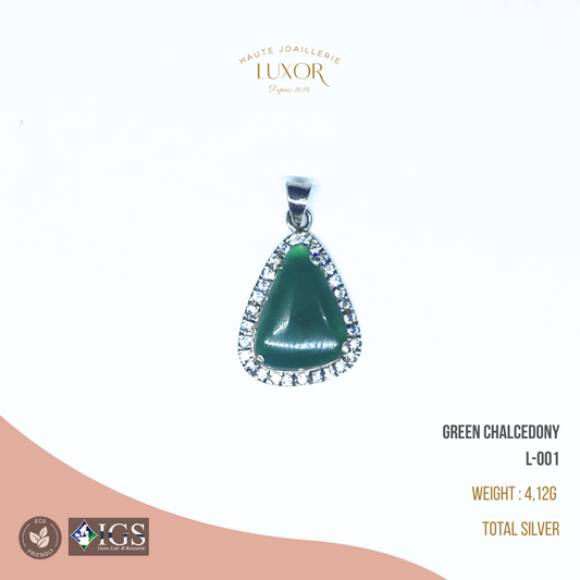 Natural Green Chalcedony Agate Stone Pendant L-001 - LUXOR